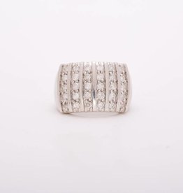 6 Row Bar Diamond Ring White Gold 14k