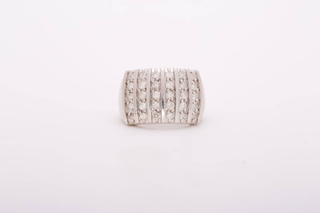 6 Row Bar Diamond Ring White Gold 14k