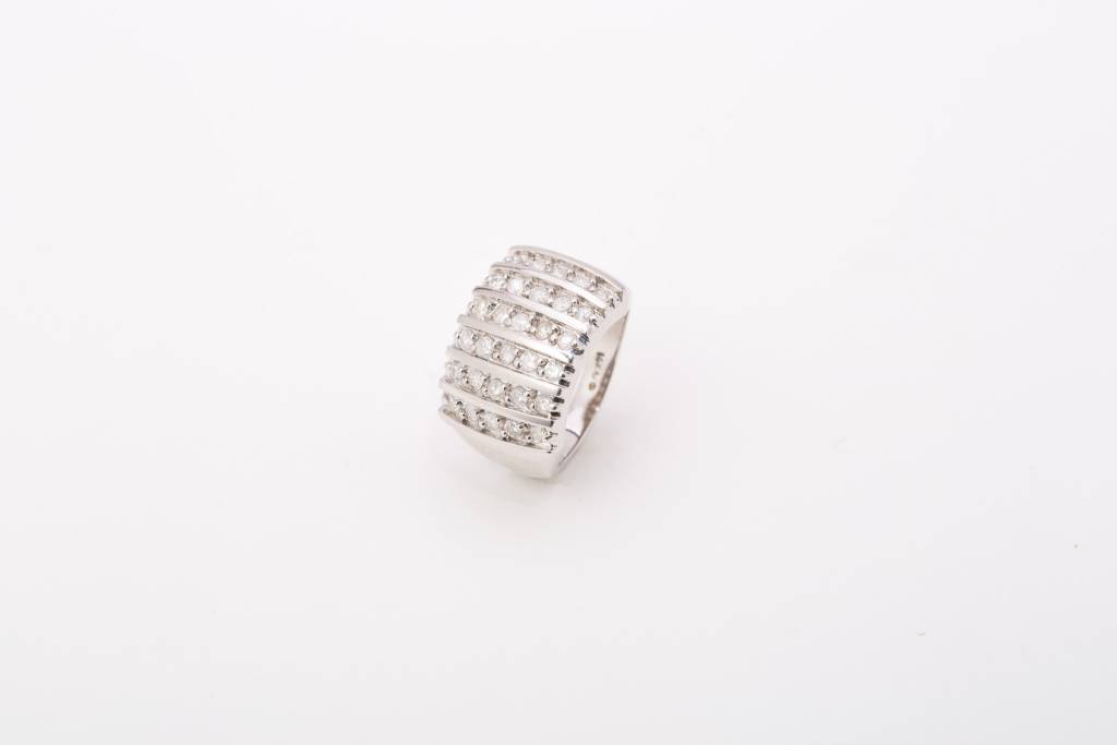 6 Row Bar Diamond Ring White Gold 14k