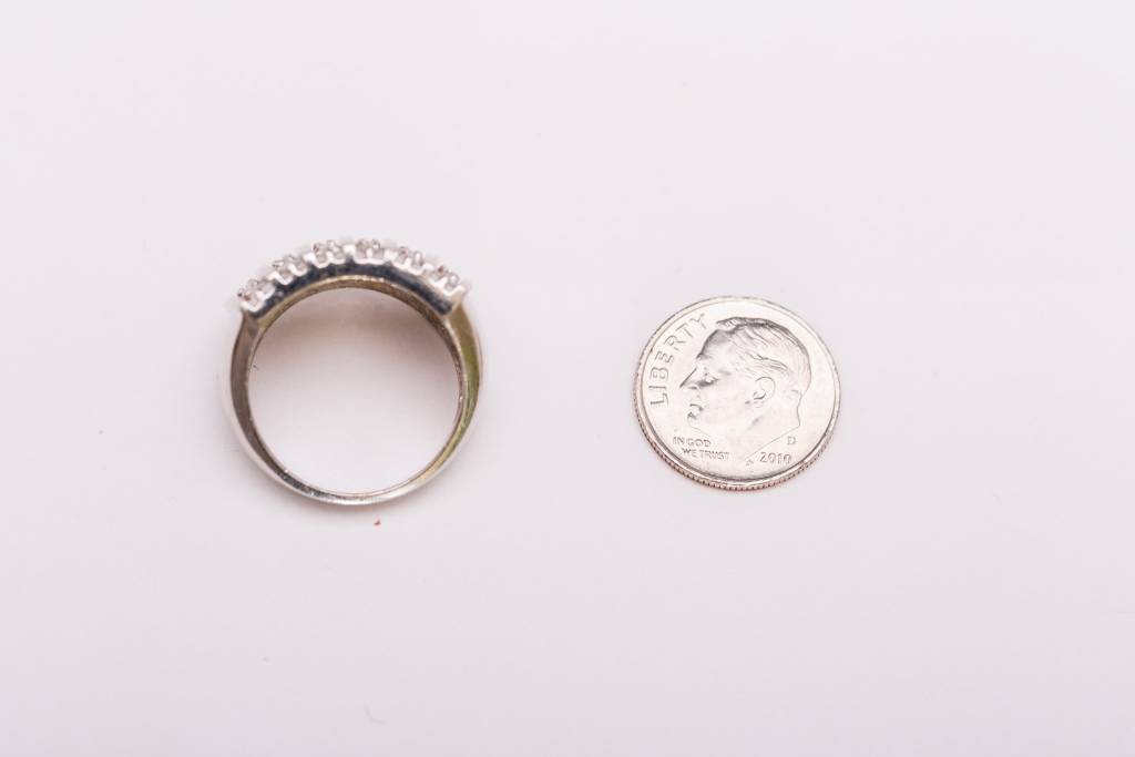 6 Row Bar Diamond Ring White Gold 14k