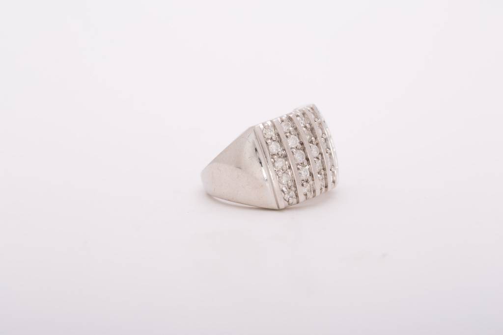 6 Row Bar Diamond Ring White Gold 14k