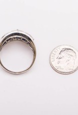 Mens Blue Sapphire and Diamond Ring White Gold 14k