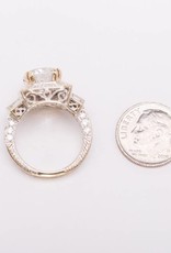 Framed Antique Style Diamond Ring Two-Tone Gold 14k