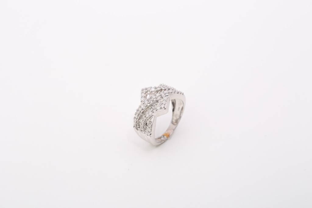 Bypass Diamond Ring White Gold 14k