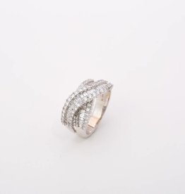 Diamond Bypass Channel Ring White Gold 14k