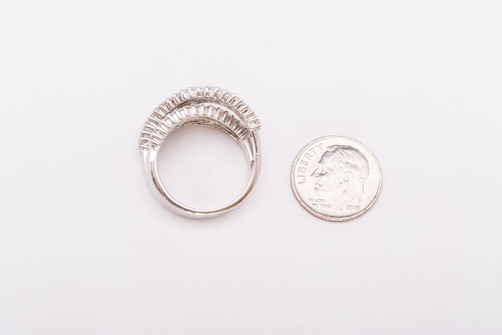 Diamond Bypass Channel Ring White Gold 14k