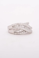 Diamond Bypass Channel Ring White Gold 14k