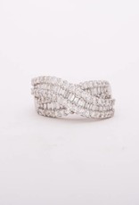 Diamond Bypass Channel Ring White Gold 14k