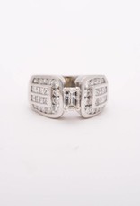 Radiant Cut Floating Bypass Diamond Ring White Gold 14k