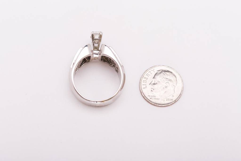Radiant Cut Floating Bypass Diamond Ring White Gold 14k