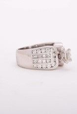 Radiant Cut Floating Bypass Diamond Ring White Gold 14k