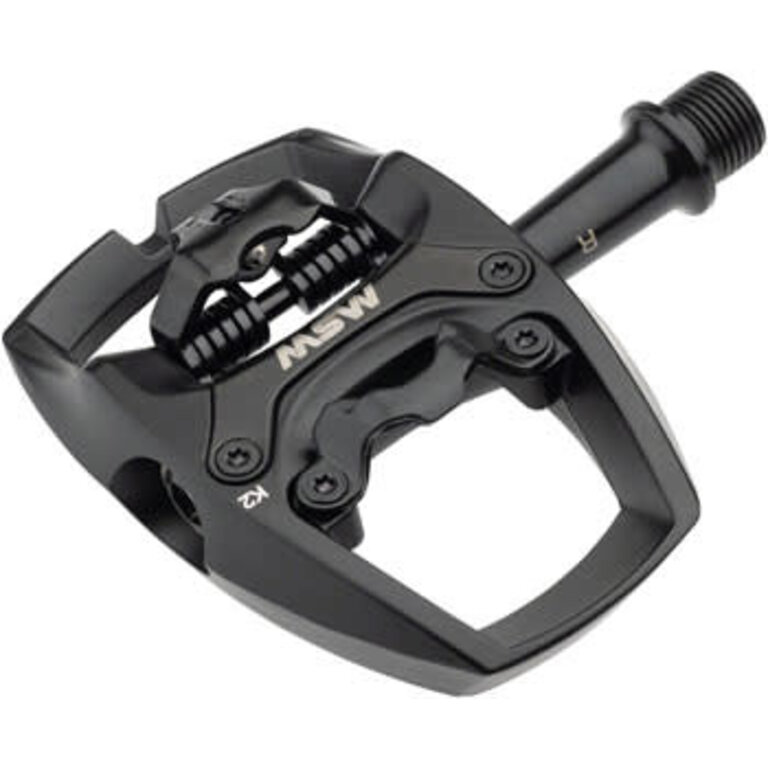 MSW MSW Flip II Pedals - Single Side Clipless with Platform, Aluminum, 9/16", Black