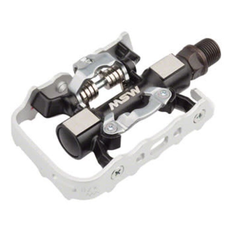 MSW MSW CP-100 Pedals - Single Side Clipless with Platform , Aluminum , 9/16", Black/Silver