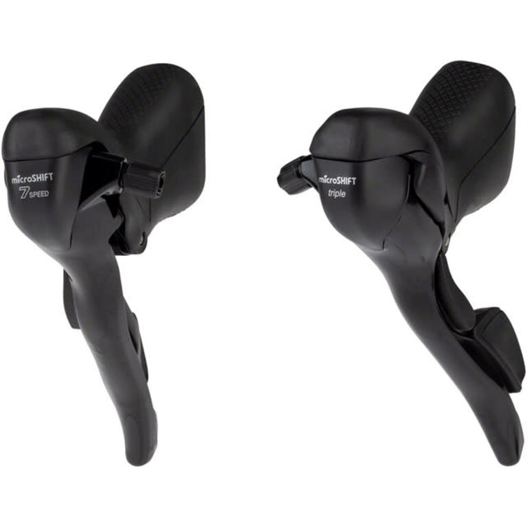 Microshift microSHIFT R7 Drop Bar Shift Lever Set - 3 x 7-Speed, Standard Reach, Shimano Compatible, Black