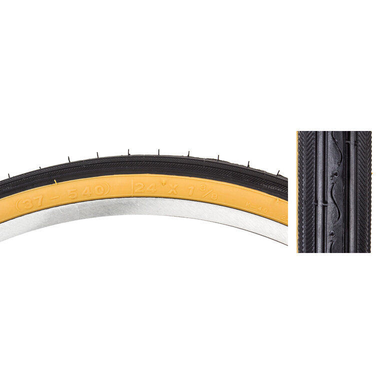 Sunlite TIRE SUNLT 24x1-3/8 BK/GM RD K40 WIRE