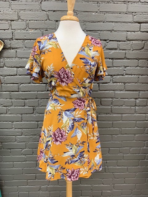 bcbg floral velvet burnout wrap dress