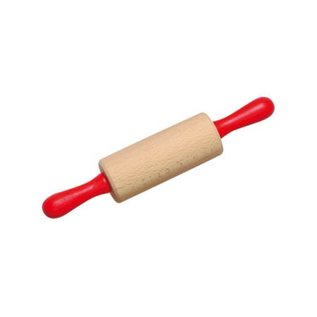 Gluckskafer Wooden Rolling Pin with Red Handles 21cm