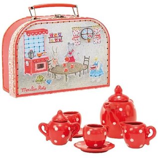 Moulin Roty Red Ceramic Tea Set in Case by Moulin Roty