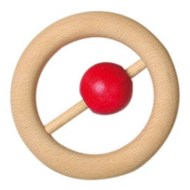 Gluckskafer Wooden Round Rattle with Red Ball by Gluckskafer