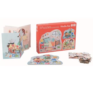 Moulin Roty 12 Piece Puzzles - Set of 3 - by Moulin Roty