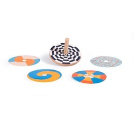 Moulin Roty Optical Illusion Wooden Spinning Top Set