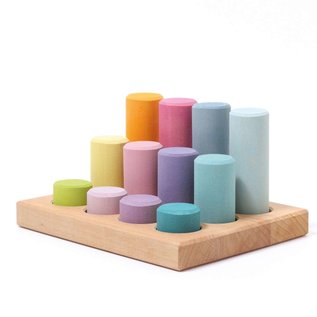 Grimms Wooden Sorting Board with Rollers, Pastel 12 Pieces by Grimms