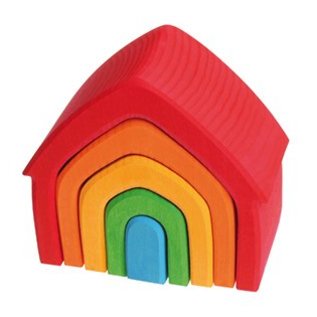 Rainbow Wooden Stacking House by Grimms