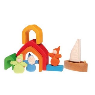 Grimms Rainbow Wooden Stacking House by Grimms