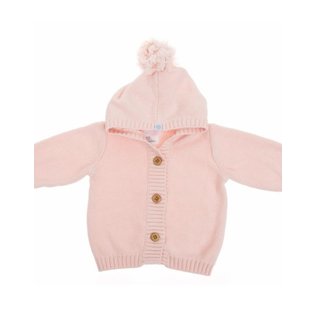 Beba Bean Pink Pom Pom Knit Hoodie by Beba Bean