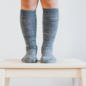 Lamington Grey Rib Merino Wool Knee High Socks