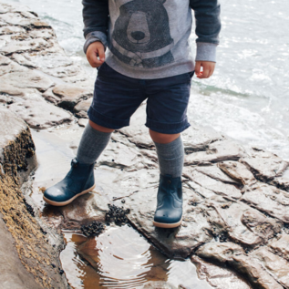 Lamington Grey Rib Merino Wool Knee High Socks