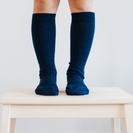 Lamington Navy Merino Wool Knee High Socks