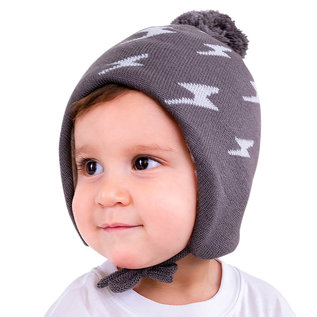 Jan & Jul by Twinklebelle Grey Lightning Bolt Print Winter Hat by Jan & Jul