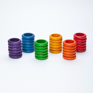 Grapat Wood Coloured Rings 36 Piece Set (6 Colours) by Grapat