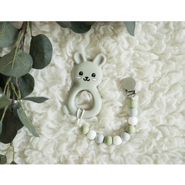 Brumbly Baby Teething Bunny & Pacifier Clip Set