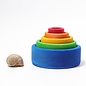 Grimms Rainbow Coloured Wooden Stacking & Nesting Bowls by Grimms (Blue Outside)
