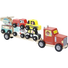 Vilac Wooden Truck & Trailer with Stacking Cars by Vilac