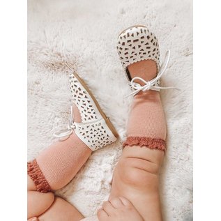 Consciously Baby Handmade 'Cotton White' Leather Boho Mary Jane Shoe by Consciously Baby