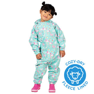 Jan & Jul by Twinklebelle Unicorn Print Cozy-Dry Fleece Lined Waterproof Play Suit by Jan & Jul