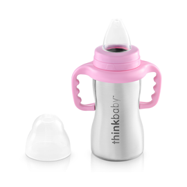 ThinkBaby Stainless Steel Sippy Cup with Handles (Pink)  by ThinkBaby