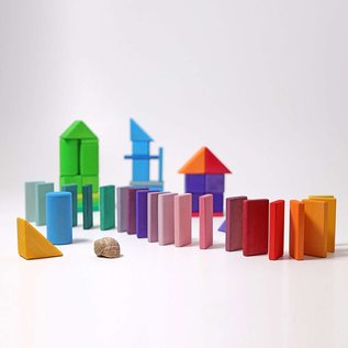 Grimms Wooden Building Set - Shapes & Colours 70 Piece by Grimms