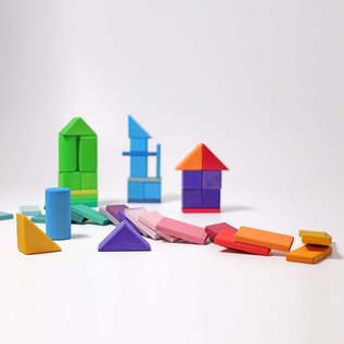 Grimms Wooden Building Set - Shapes & Colours 70 Piece by Grimms
