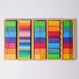 Grimms Wooden Building Set - Shapes & Colours 70 Piece by Grimms