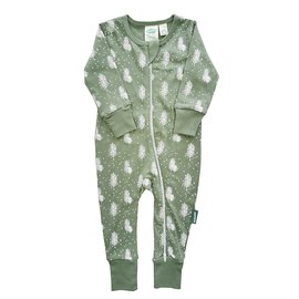 Parade Snowy Trees Print 2 Way Zip Organic Cotton Romper by Parade