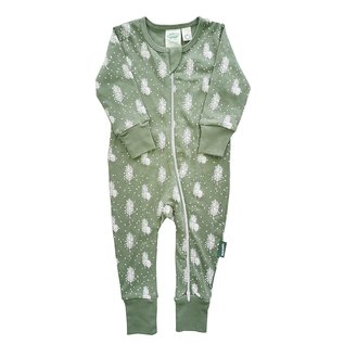 Parade Snowy Trees Print 2 Way Zip Organic Cotton Romper by Parade