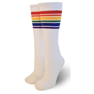 White Rainbow Tube Socks