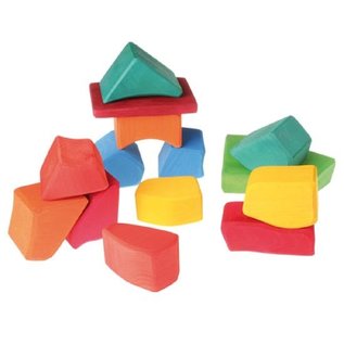 Grimms Large, Rounded Edge Multi-Colour Wooden Blocks by Grimms
