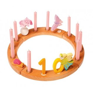 Grimms 10% Beeswax Candles for Birthday Ring, Old Rose Colour