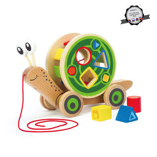 Hape Wooden Walk-Along Snail Shape Sorter and Pull Toy by Hape