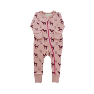 Parade Berry Deer Print 2 Way Zip Organic Cotton Romper by Parade